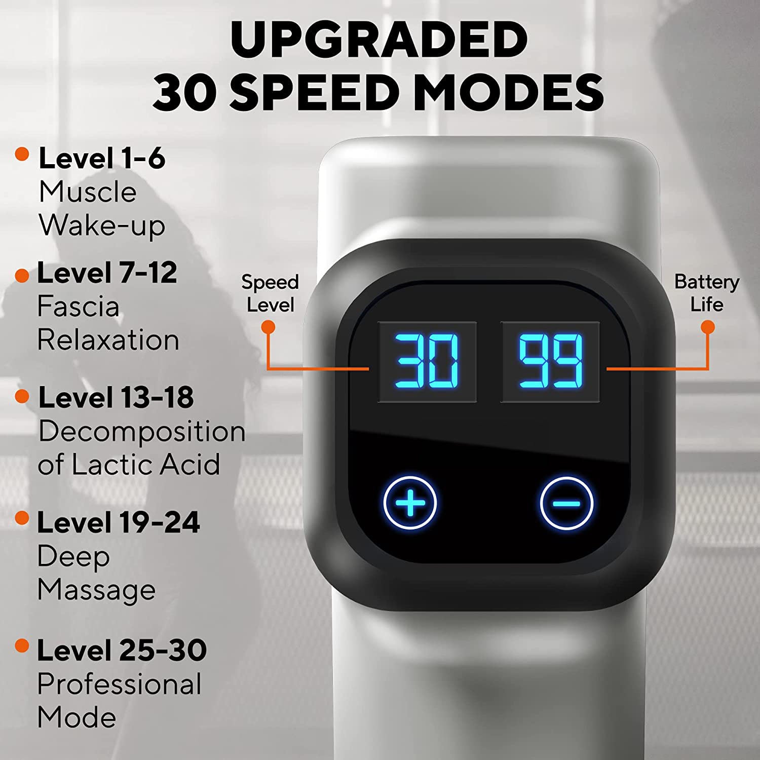 30-Speed Percussion Massager, Gray