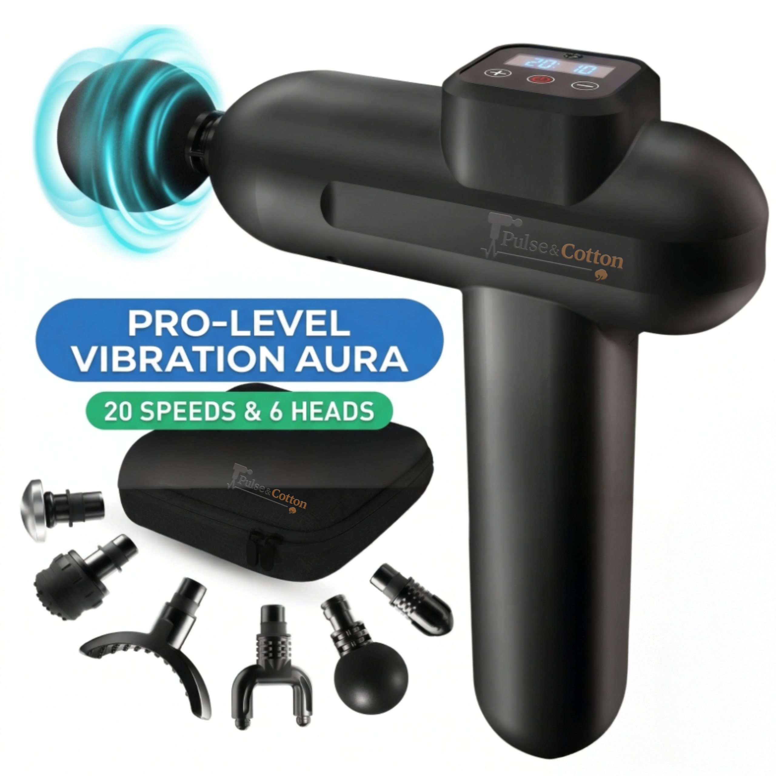 Handheld percussion massage gun for deep tissue muscle recovery

