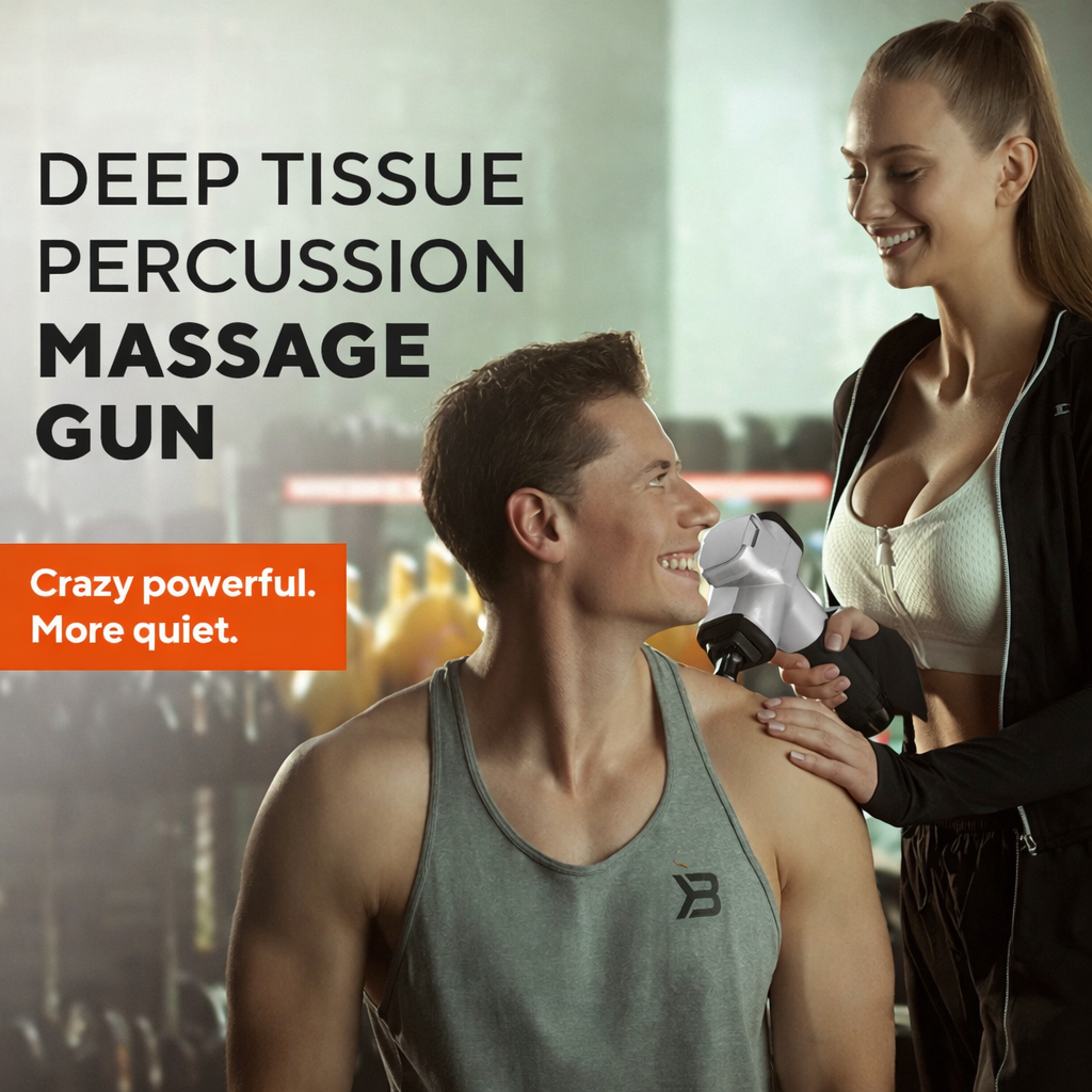 Rechargeable deep tissue massager with quiet motor technology
